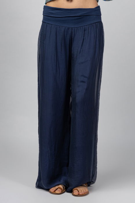 Pantaloni bleumarin din matase si vascoza,, tip salvari [3]