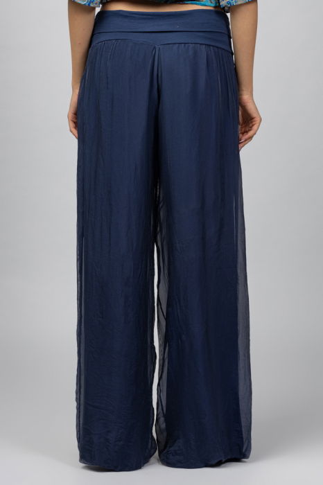 Pantaloni bleumarin din matase si vascoza,, tip salvari [4]