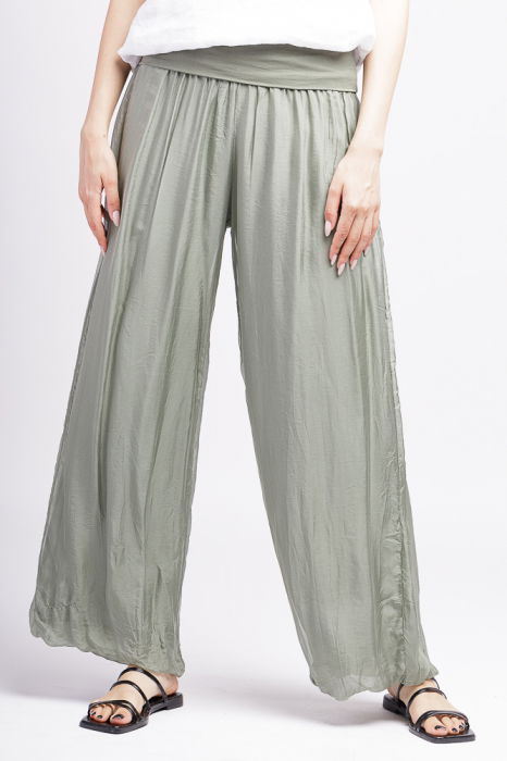 Pantaloni kaki din matase si vascoza,, tip salvari