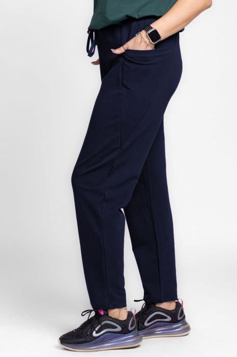 Pantaloni bleumarin casual sport din bumbac cu buzunare laterale [3]