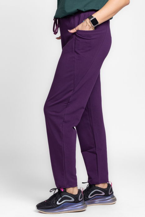 Pantaloni mov casual sport din bumbac cu buzunare laterale [2]