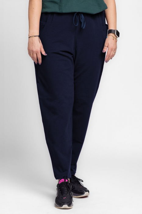 Pantaloni bleumarin casual sport din bumbac cu buzunare laterale [2]