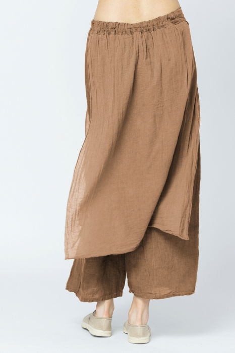 Pantaloni de vara din in, cu aplicatii pe fata si spate, camel [3]