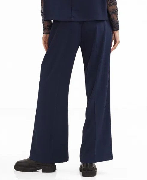 Pantaloni eleganti cu croiala dreapta, lejera, bleumarin [6]