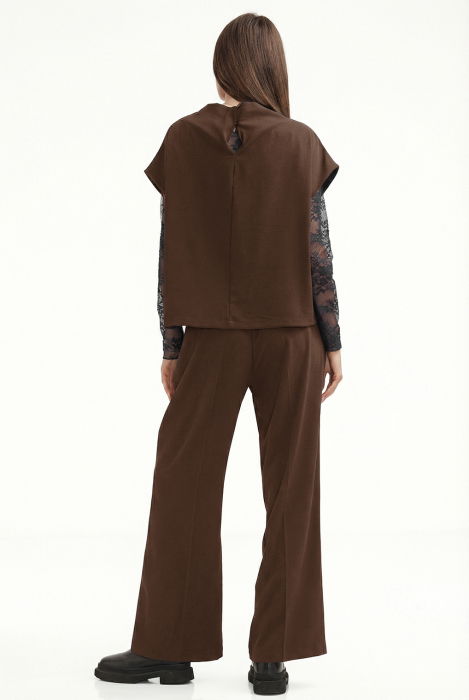 Pantaloni eleganti cu croiala dreapta, lejera, maro [3]