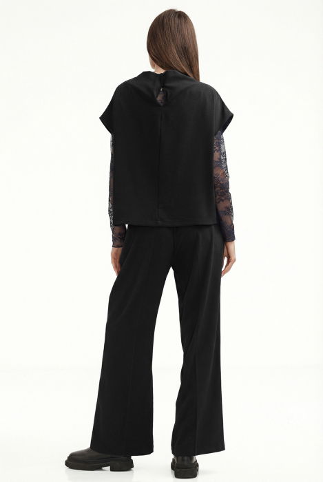 Pantaloni eleganti cu croiala dreapta, lejera, negri [3]