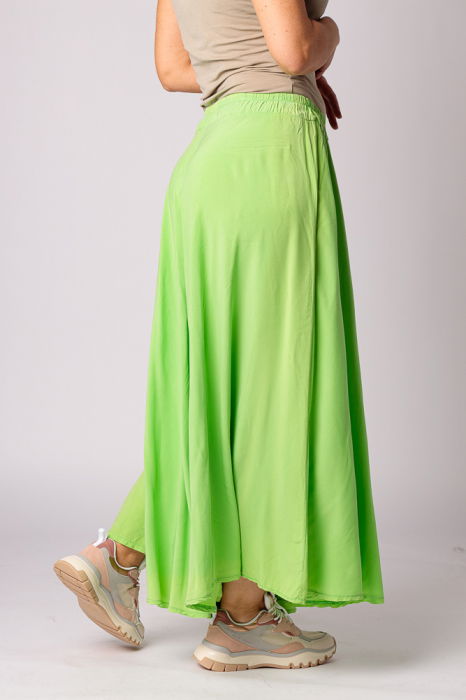 Pantaloni largi, de vara, din vascoza, cu curea elastica, verde deschis [4]