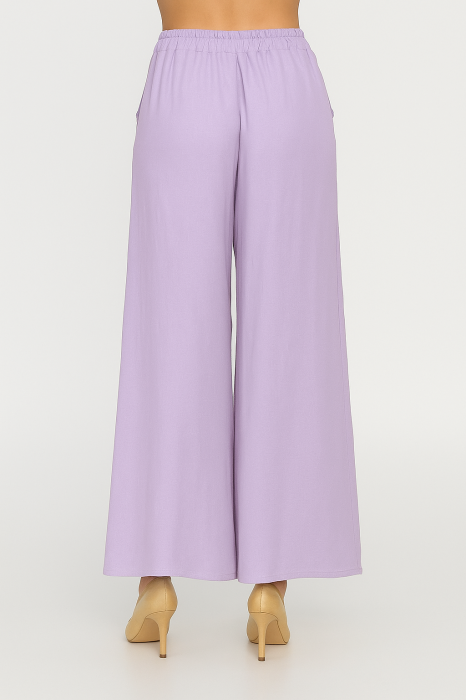 Pantaloni largi din vascoza si in, lila [3]