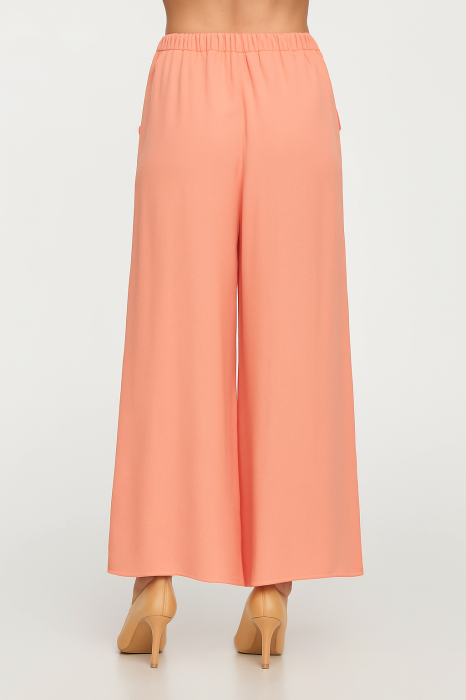 Pantaloni largi din vascoza si in, piersica [3]