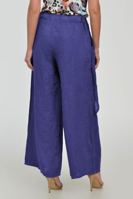 Pantaloni lejeri din in cu croi petrecut, albastri [4]