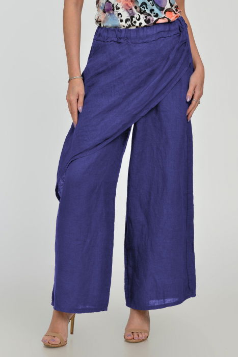 Pantaloni lejeri din in cu croi petrecut, albastri [2]