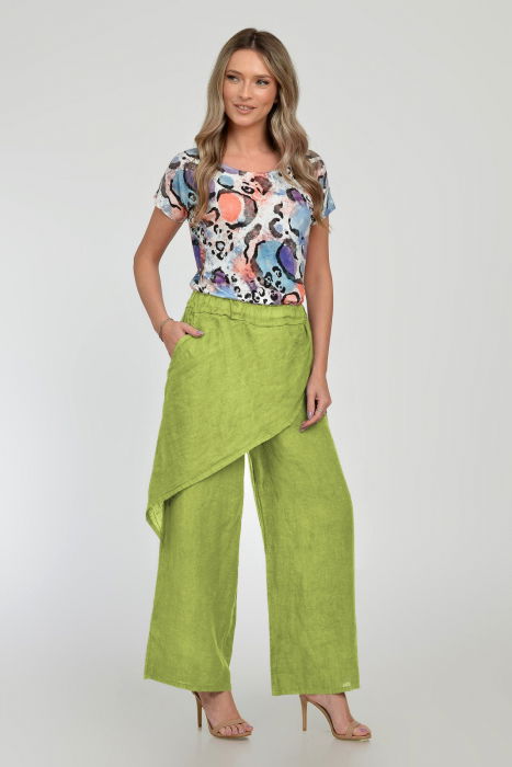 Pantaloni lejeri din in cu croi petrecut, verde