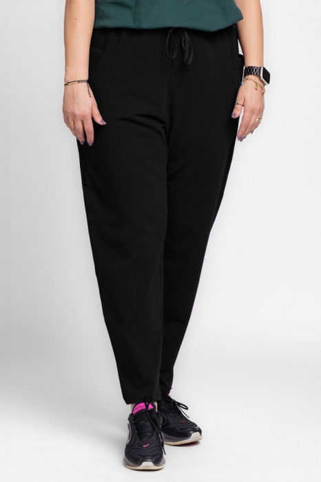 Pantaloni negri casual sport din bumbac cu buzunare laterale [6]