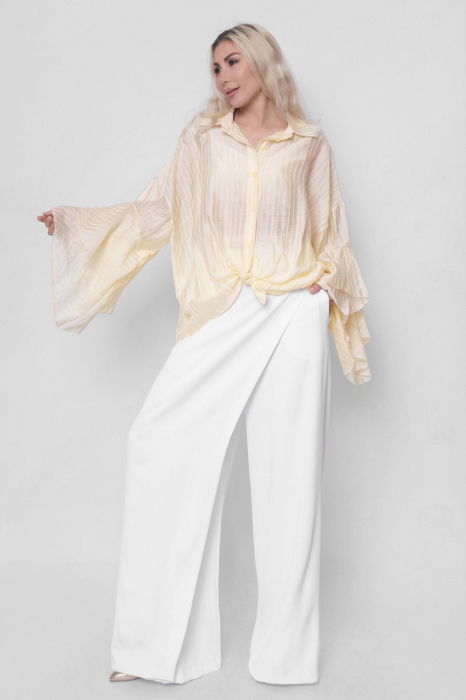 Pantaloni albi cu o parte petrecuta, design urban [2]