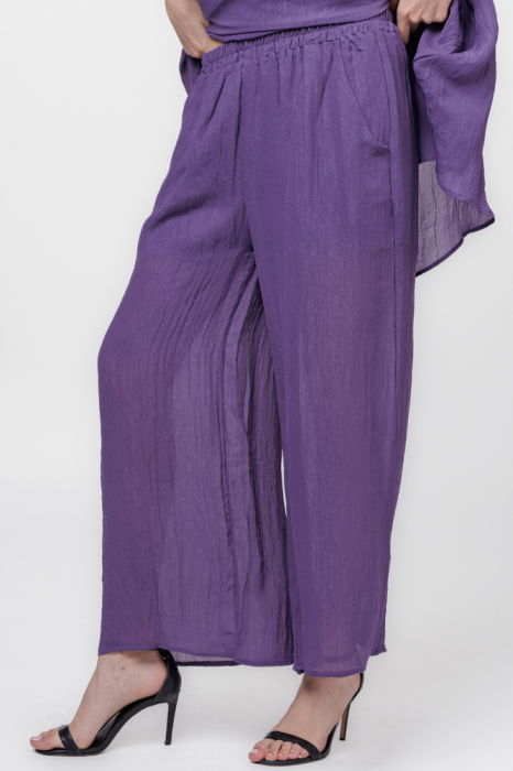 Pantaloni mov eleganti, usor creponati [2]