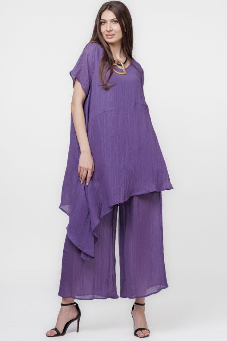 Pantaloni mov eleganti, usor creponati [8]