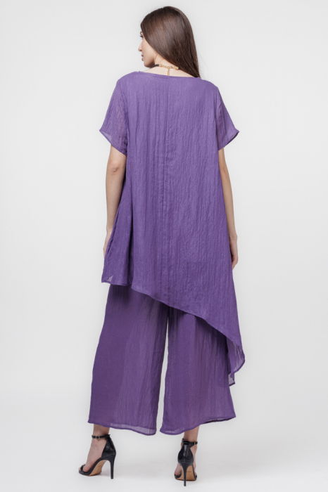 Pantaloni mov eleganti, usor creponati [10]