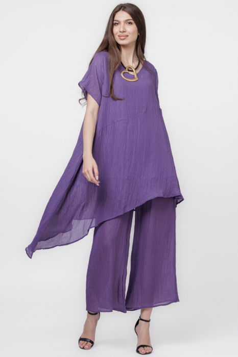 Pantaloni mov eleganti, usor creponati [6]