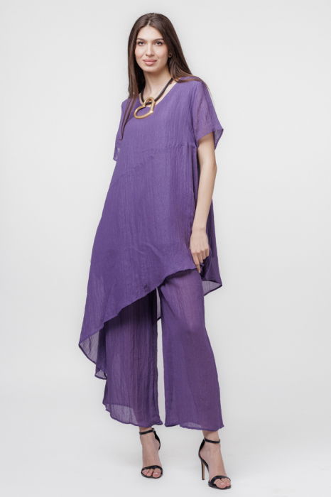 Pantaloni mov eleganti, usor creponati [5]