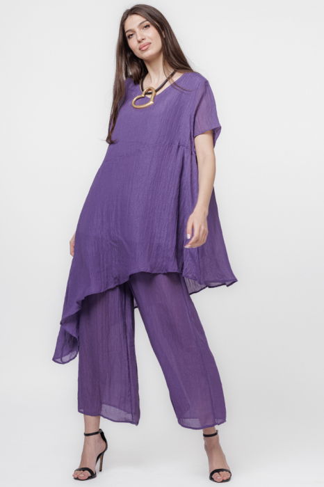 Pantaloni mov eleganti, usor creponati [7]