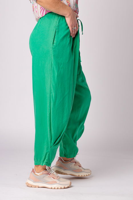 Pantaloni verzi, masura mare, din tencel, cu siret [2]
