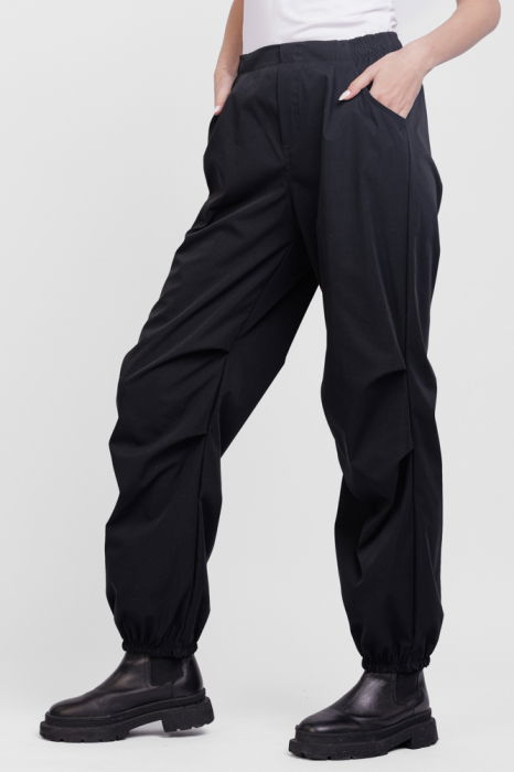 Pantaloni negri smart-casual cu elastic, nesifonabili [4]