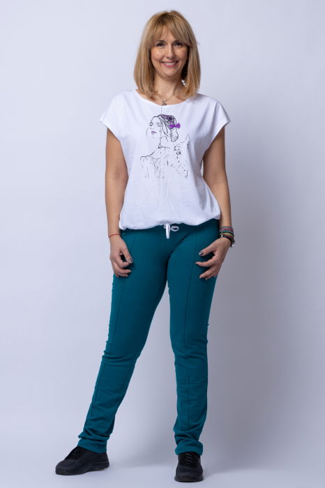 Pantaloni sport skinny turcoaz, din bumbac [1]