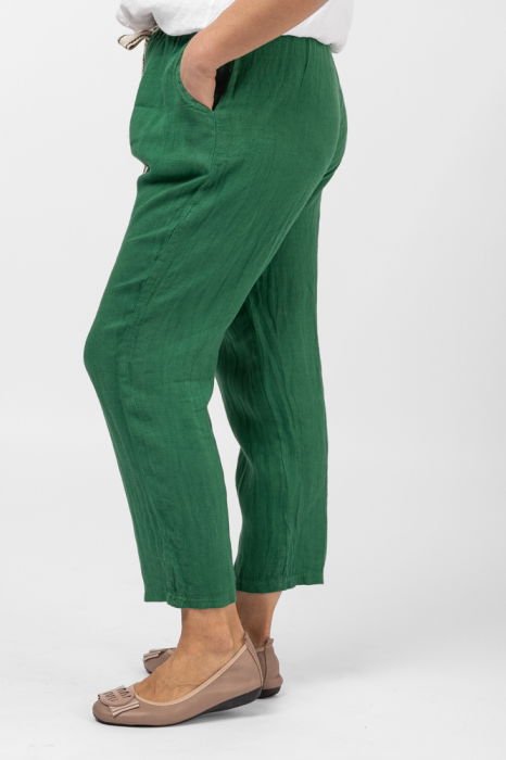 Pantaloni verzi, pana, cu snur alb, din in [2]