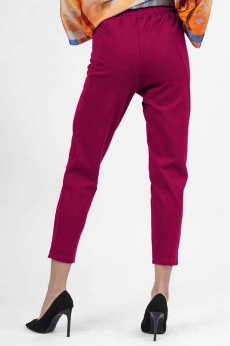 Pantaloni pana magenta din jerseu de vascoaza, casual [3]