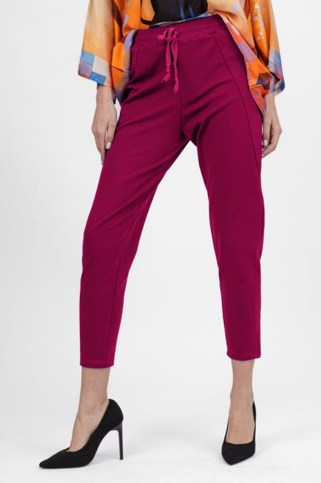 Pantaloni pana magenta din jerseu de vascoaza, casual [2]