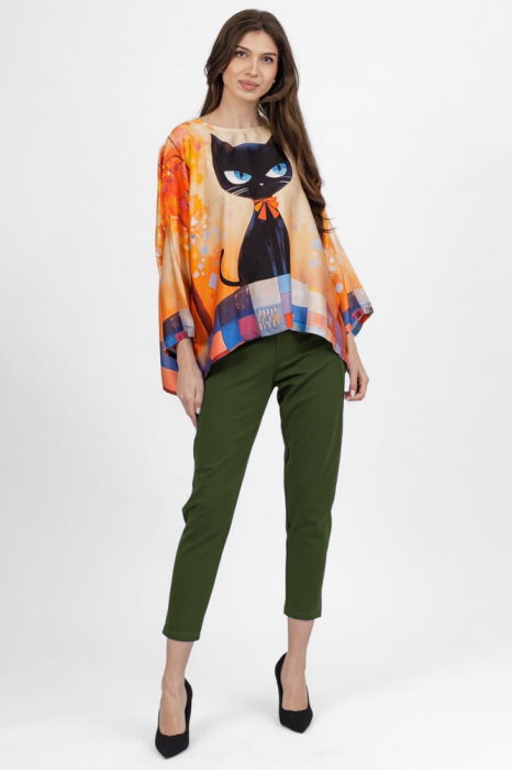 Pantaloni pana kaki din jerseu de vascoaza, casual [2]