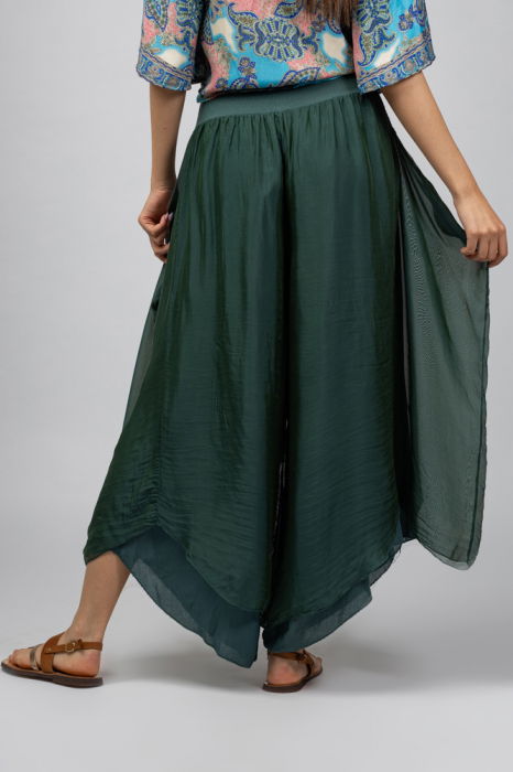 Pantaloni petrecuti din matase si vascoza verzi, tip salvari [3]