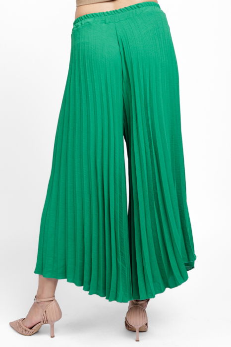 Pantaloni plisati, largi si drepti, verzi [2]