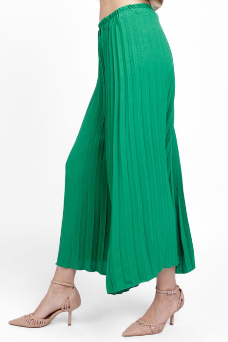 Pantaloni plisati, largi si drepti, verzi [3]