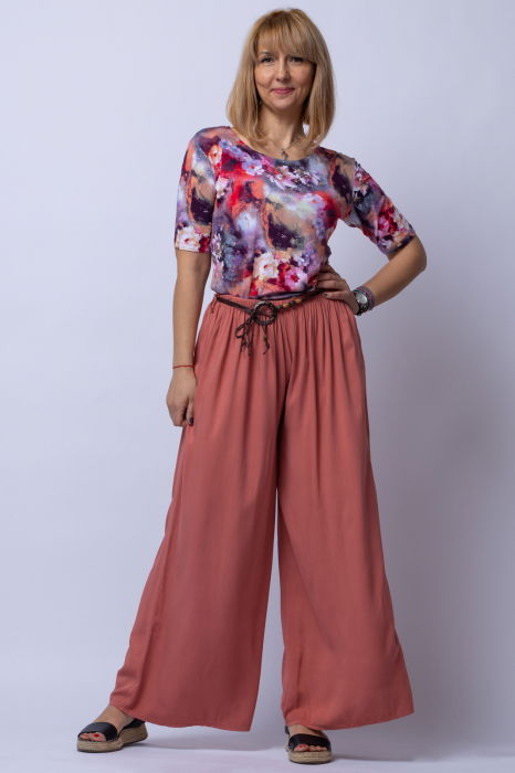 Tricou din vascoza cu imprimeu multicolor [1]