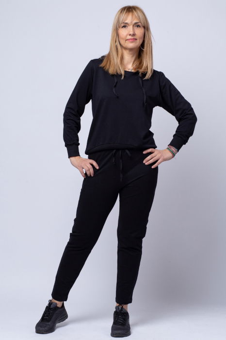 Pantaloni negri casual sport din bumbac cu buzunare laterale [1]