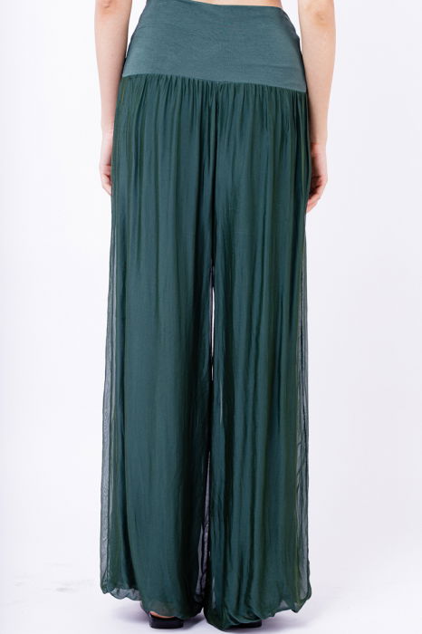 Pantaloni verde inchis din matase si vascoza,, tip salvari [3]