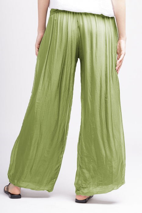 Pantaloni verde oliv din matase si vascoza,, tip salvari [3]
