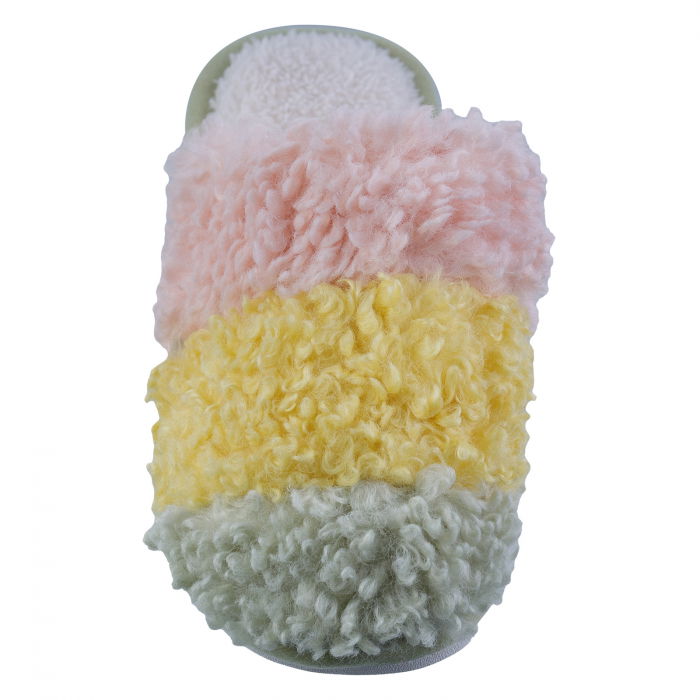 Papuci de casa imitatie blana de oaie in 3 culori, roz, galben si verde [2]