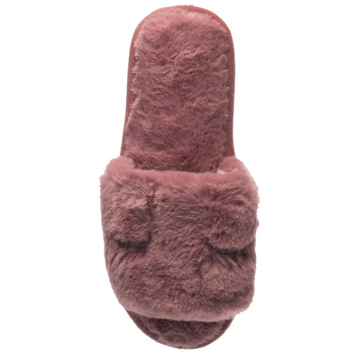Papuci de casa roz cu decoratiune gene argintii [2]