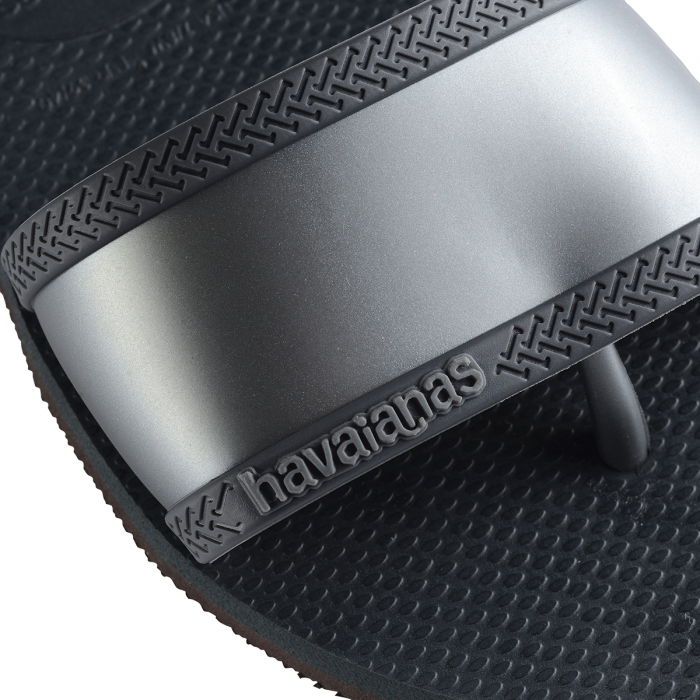 Papuci Havaianas slim din cauciuc natural cu banda gri si negru [3]