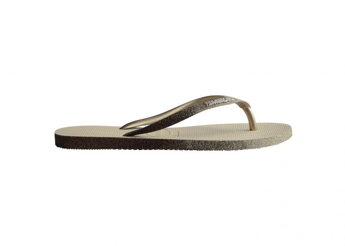 Papuci Havaianas slim din cauciuc natural cu glitter, gri nisipiu [4]