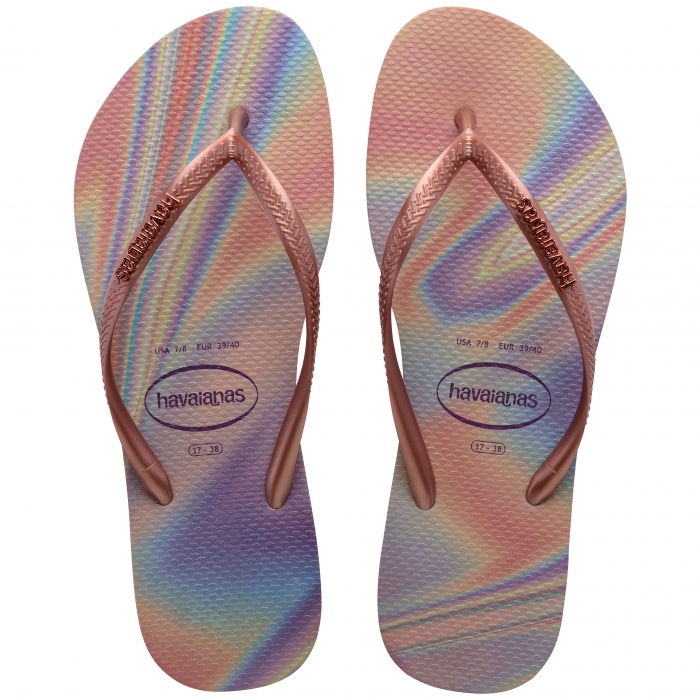 Papuci Havaianas slim din cauciuc natural,  degrade cu roz si mov [3]