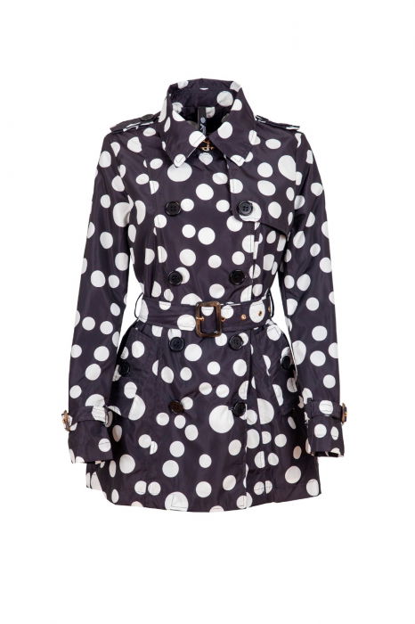 Pardesiu midi din fas negru cu buline albe [3]