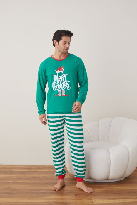 Pijama barbati de Craciun din bumbac, doua piese cu Merry Chritmas [1]
