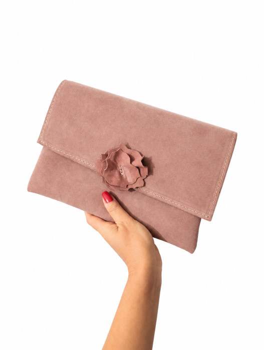Plic roz pudra, din piele naturala intoarsa,handmade
