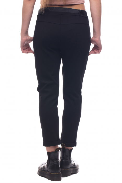 Pantaloni lungi negri, cu funda in talie [6]