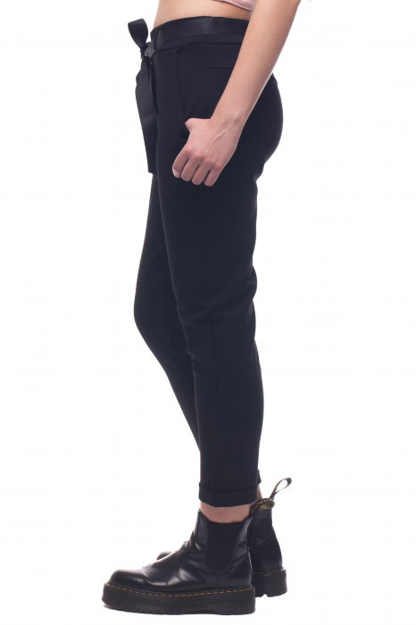Pantaloni lungi negri, cu funda in talie [5]