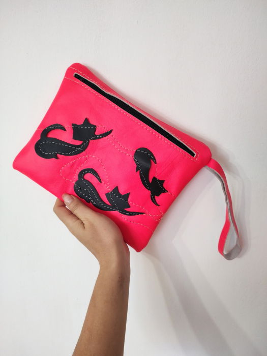 Portfard din piele naturală cu pisicuțe ,unicat [2]