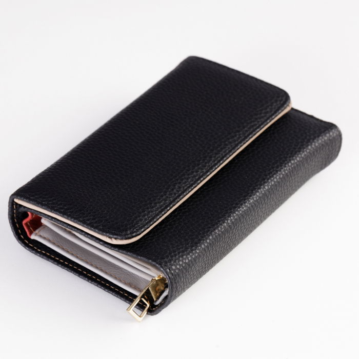 Portofel din piele naturala, cu capsa, negru [2]